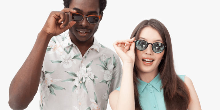 Man and Woman wearing sunglasses to protect their eyes