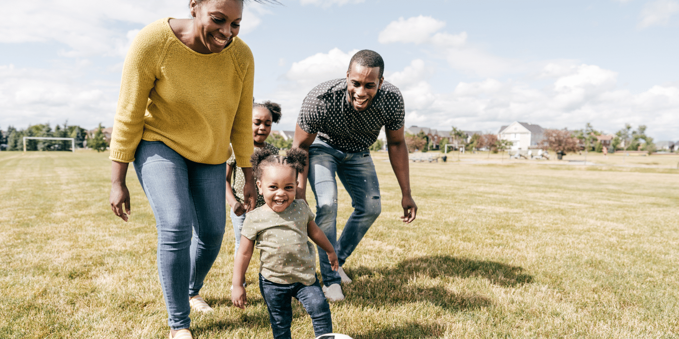 Active family playing outdoors