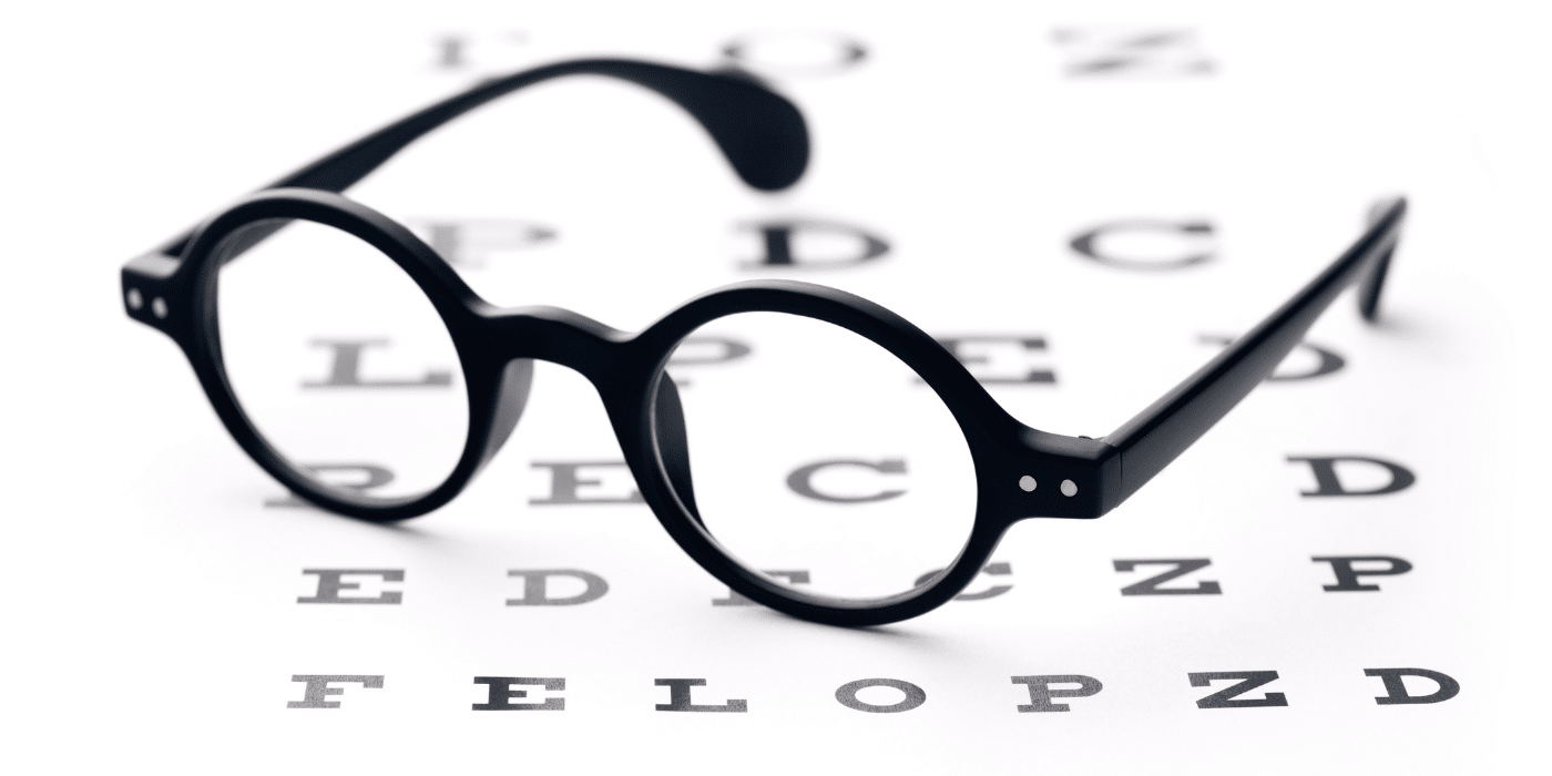 Glasses over vision chart